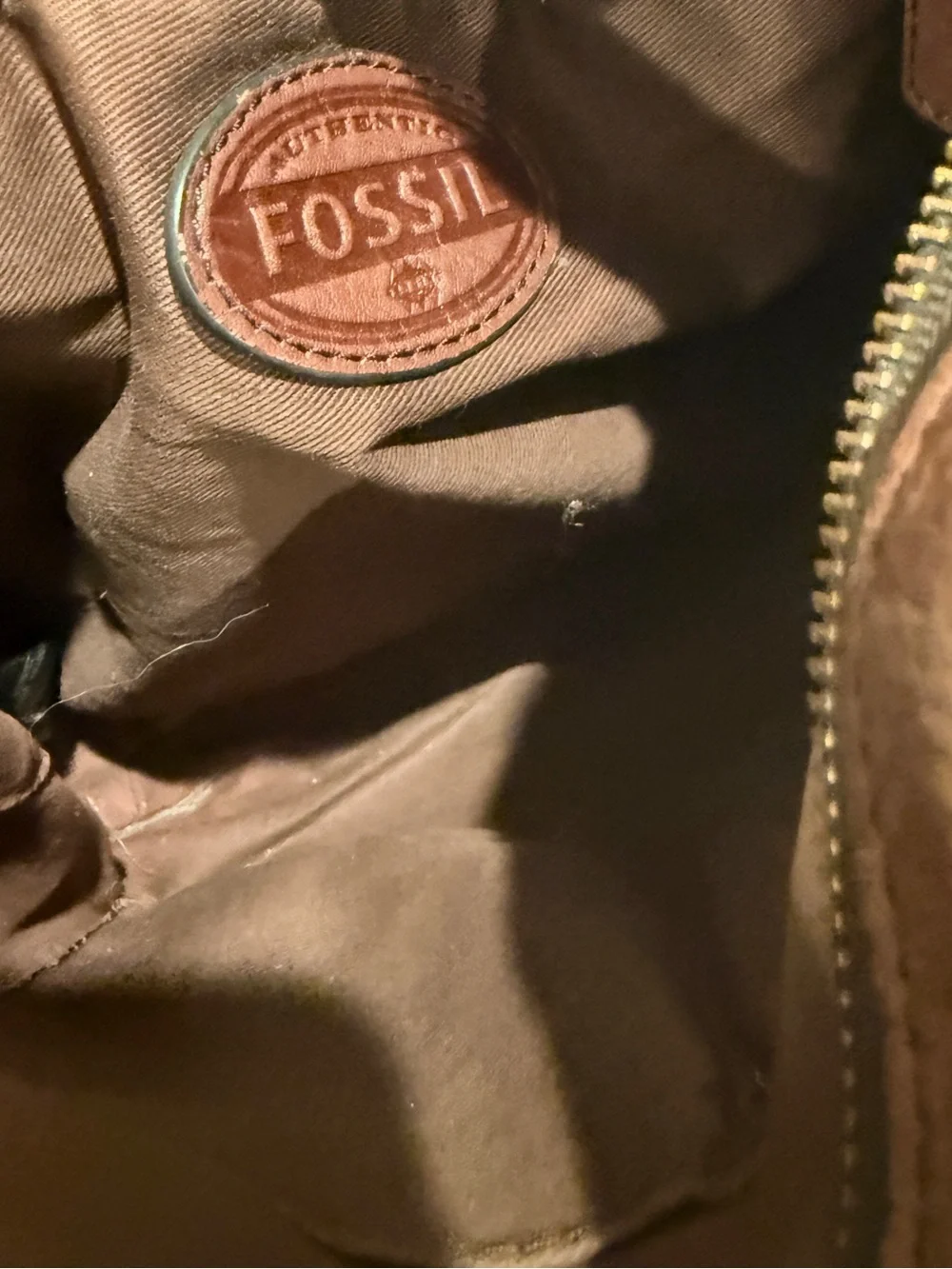 Fossil Tan Brown Leather Messenger Crossbody with Gold‎ Hardware